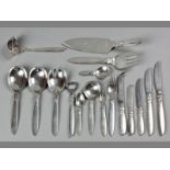 AN ASSEMBELD SET OF SILVER GEORG JENSEN "KAKTUS"PATTERN CUTLERY, DESIGNED BY GUNDOPRH ALBERTUS (