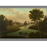 A LATE 19TH/EARLY 20TH CENTURY CONTINENTAL OIL ON BOARD, LEISURE AFTERNOON, Oil on board, 25 by