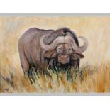 Zakkie Eloff (1925-2004) BUFFALO, oil on board, signed, 40 by 58cm