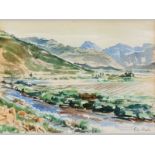 Eric Wale (1916- ?) LANDSCAPE, watercolour on paper, signed in pencil, 27 by 37.5cm