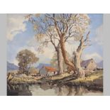 Douglas Treasure (1917-1995) HOUSES BENEATH TREES, oil on canvas, signed, 50 by 60cm