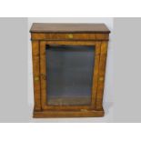 AN EARLY VICTORIAN WALNUT DISPLAY CABINET, the moulded top with a beaded frieze above a single
