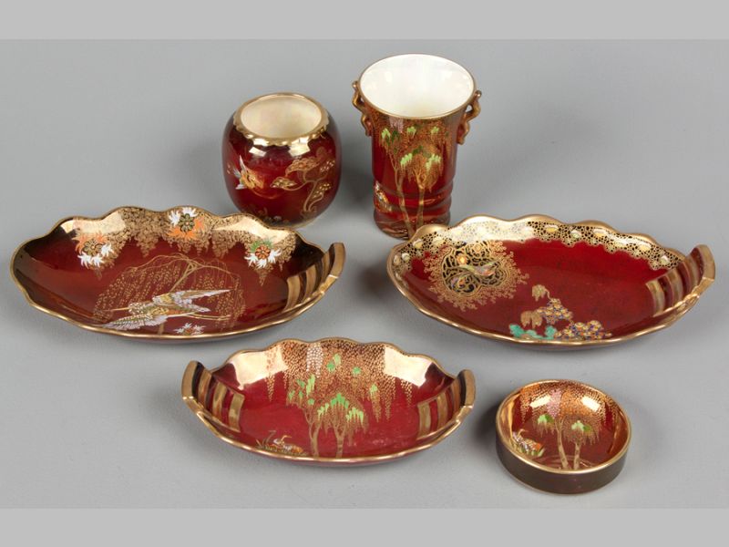 A COLLECTION OF CARLTONWARE: "ROUGE ROYALE WISTERIA" PATTERN, comprising; one large and one small