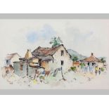 Conrad Nagal Doman Theys (1940- ) SHANTIES, mixed media on paper, signed and dated 1980, 30 by 46cm