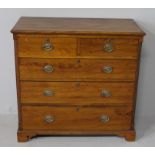 A 19TH CENTURY ENGLISH MAHOGANY CHEST OF DRAWERS, the moulded rectangular top above two short and