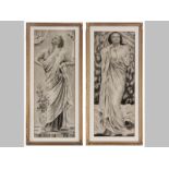 A Pair of 19th Century Charcoal Sketches, ROMAN FIGURES, on paper, 63 by 26cm (2).