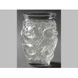 A LALIQUE BAGATELLE CRYSTAL VASE, with frosted sparrows and vines, base signed Lalique France and