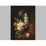 A Victorian Oil on Board, STILL LIFE OF FLOWERS, Signature indecipherable, 53 by 47.5cm