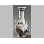 A LARGE LLADRO "HERONS REALM" VASE, pear shape form, realistically moulded with silver overlay,