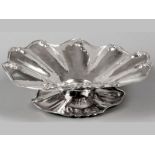 A CONTINENTAL STERLING SILVER PEDESTAL BOWL, by Zeki, wavy fold-over rim, embossed wit acorn and