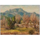 Bruce Hancock (1912-1990) FARMSTEAD IN A VALLEY, oil on board, signed, 29 by 39cm