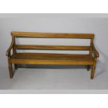 AN EARLY 19TH CENTURY CAPE RUSTIC YELLOWWOOD BENCH, the back with rectangular top-rail and splat,