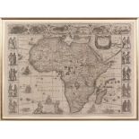 A LARGE GILT FRAMED MAP OF AFRICA, dated 1632, 42 by 58cm (size of map).