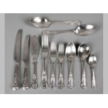 A SIX PLACE SHEFFIELD PLATE KINGS PATTERN CUTLERY SET, comprising; six dinner knives, six dinner