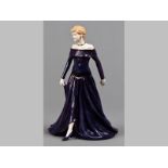 A ROYAL DOULTON "DIANA PRINCESS OF WALES" FIGURINE, dressed in a royal blue evening gown, base