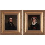 A Pair of of 18th/19th Century Portraits of a Couple, Oil on canvas, 34 by 28cm each (2)