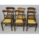 A 19TH CENTURY HARLEQUIN SET OF SIX CAPE STINKWOOD DINING CHAIRS, of various styles, with turned