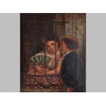 A 19th Century Continental Oil on Canvas, SPANISH LOVERS, 31 by 24cm