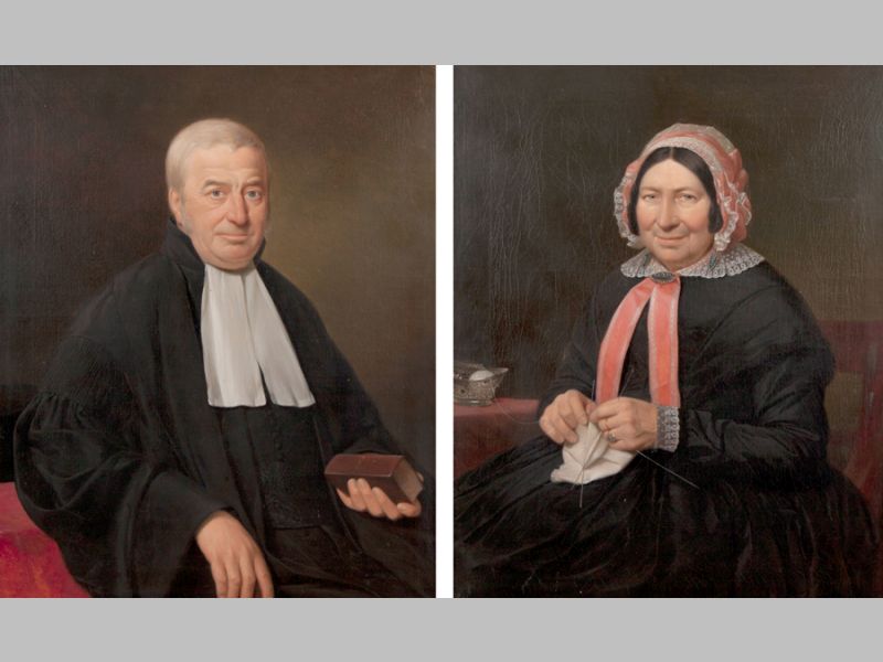 A Pair of 18th/19th Century Portraits of a Couple, oil on canvas, 88 by 71cm (2).