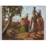 Sylvia Molloy (1914-2008) WOMEN CARRYING WATER, pastel on paper, signed and dated 1952, 40 by 49cm