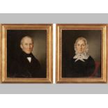 A Pair of 18th/19th Century Portraits of an Elderly Couple, Oil on canvas, 31 by 26cm each (2)