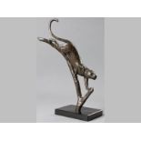 KEITH CALDER, LEOPARD. Bronze, dark patina. Signed and numbered 5/100, dated 2000, on a