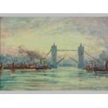 EDWARD CLARK CHURCHILL MACE (1863 - 1928), LONDON BRIDGE. Oil on board. Signed in pencil. 16 by