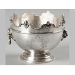 A VICTORIAN SILVER ROSE BOWL, LONDON 1897, MAKERS MARKS INDECIPHERABLE, the serpentine rim decorated