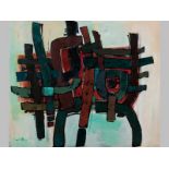 DIRK ADRIAAN MEERKOTTER (1922-), ABSTRACT FORMS. Oil on canvas. Signed and dated '68. 76 by 91cm.