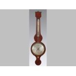 AN EARLY VICTORIAN FLAME MAHOGANY BANJO BAROMETER, by D. Luvate, Preston. The broken arch pediment