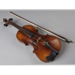 AN EARLY 20TH CENTURY CASED VIOLIN, by Franz Hell, Elmshorn. The sycamore body of typical form