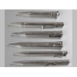 A COLLECTION OF SIX SILVER PENCILS, various dates, makers and designs, 12cm long (largest), 9cm long