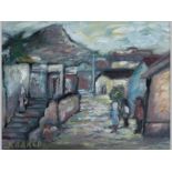 KENNETH BAKER (1921 - 1996), BO-KAAP STREET SCENE. Oil on board. Signed and dated '80. 28.5 by