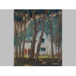 SYDNEY CARTER (1874 - 1945), HOUSE AMONGST TREES. Pastel on paper. Signed. 29 by 24.5cm.