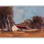 CORNÉ WEIDEMAN (1977-), FARMHOUSES IN LANDSCAPE. Oil on canvas. Signed. Unframed. 28 by 40cm.