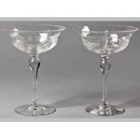 A PAIR OF VICTORIAN CHAMPAGNE COUPES, 18cm high, (2).