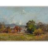 TITTA FASCIOTTI (1927 - 1993), LANDSCAPE. Oil on board. Signed. 34 by 49cm.