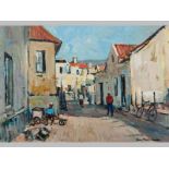 DONALD (DON) JAMES MADGE (1920 - 1997), DISTRICT SIX STREET SCENE. Oil on board. Signed. 34 by