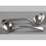 A PAIR OF GEORGE III SILVER SAUCE LADLES, LONDON 1799, GEORGE SMITH IV, Old English pattern,