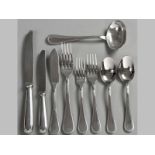 A TEN PLACE CHRISTOFLE CAPRICORNE "ODINE" PATTERN STAINLESS STEEL CUTLERY SET, comprising: 10 dinner