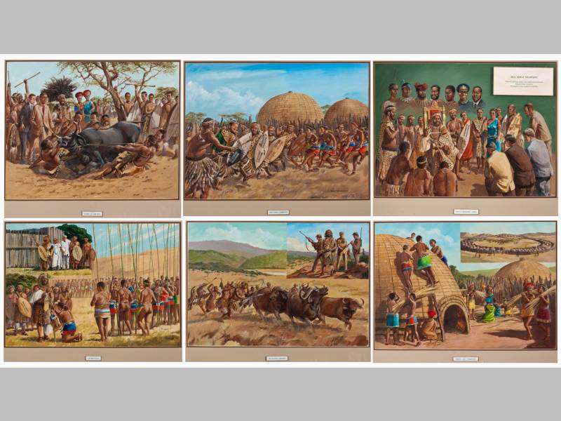 BEN BARRETT (20TH CENTURY), A Set of Six Watercolours on paper - Zulu Royal Traditions - These Six