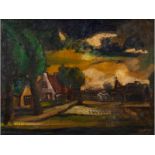 JAN BUYS (1909 - 1985), LANDSCAPE WITH HOUSE AND WHITE HORSE, Oil on canvas, Signed, 57 x 75cm