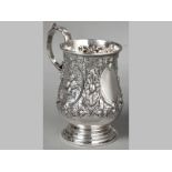 A VICTORIAN SILVER CHRISTENING MUG CHESTER 1866, MAKERS MARKS INDECIPHERABLE, reeded fold-over