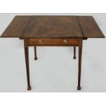 A WILLIAM IV MAHOGANY SIDE TABLE, the well figured top with a thumb-moulding, above a single drawer,