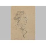 ALEXANDER ROSE-INNES (1915 - 1996), PORTRAIT OF A YOUNG GIRL, Pen and ink on paper, Signed in