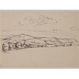 JACOB HENDRIK PIERNEEF (1886 - 1957), LANDSCAPE, Ink sketch on paper, Signed and dated '49, 20 x