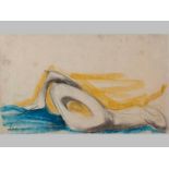 HENRY SPENCER MOORE (1898 - 1986) BRITISH, RECLINING FIGURE, Pencil, charcoal and pastel sketch on