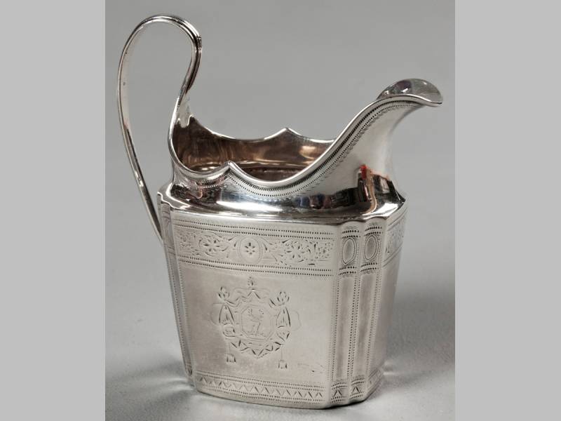 A VICTORIAN SILVER CREAMER DUBLIN 1843, JAMES SCOTT, fold-over rim, C-form handle, the rectangular