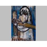 FRANS MARTIN CLAERHOUT (1919 - 2006), MAN CARRYING A CROSS, Mixed media on paper, Signed, 27 x 19cm