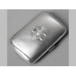 A GEORGE V SILVER CIGARETTE CASE BIRMINGHAM 1918, W.N., the plain hinged body with central